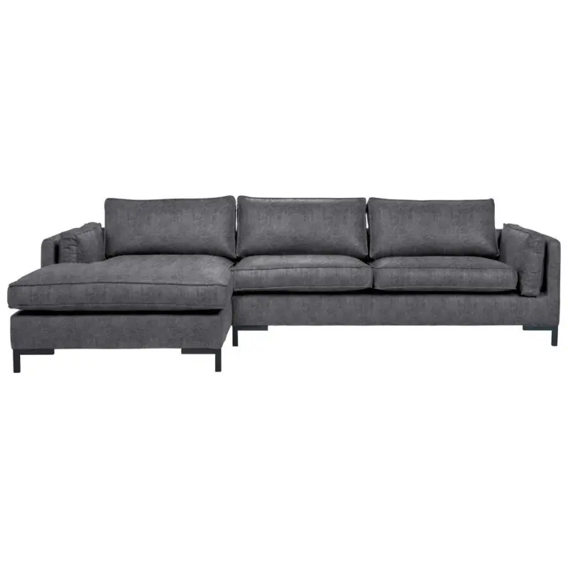 Ecksofa in Lederlook Grau 160/295 cm