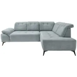 Ecksofa in Cord Hellblau 272/200 cm