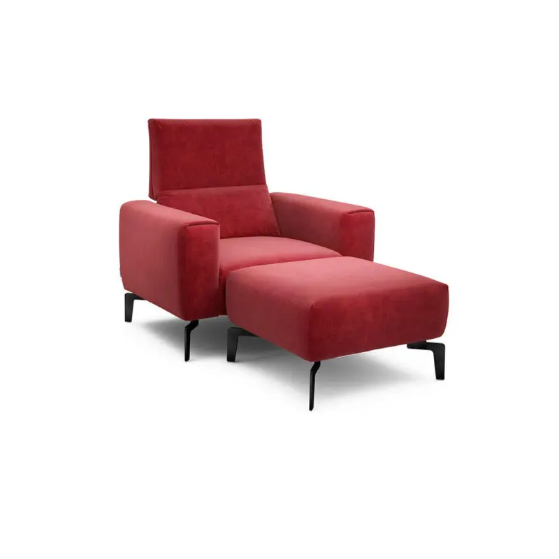 Sessel inkl. Hocker in Samt Rot