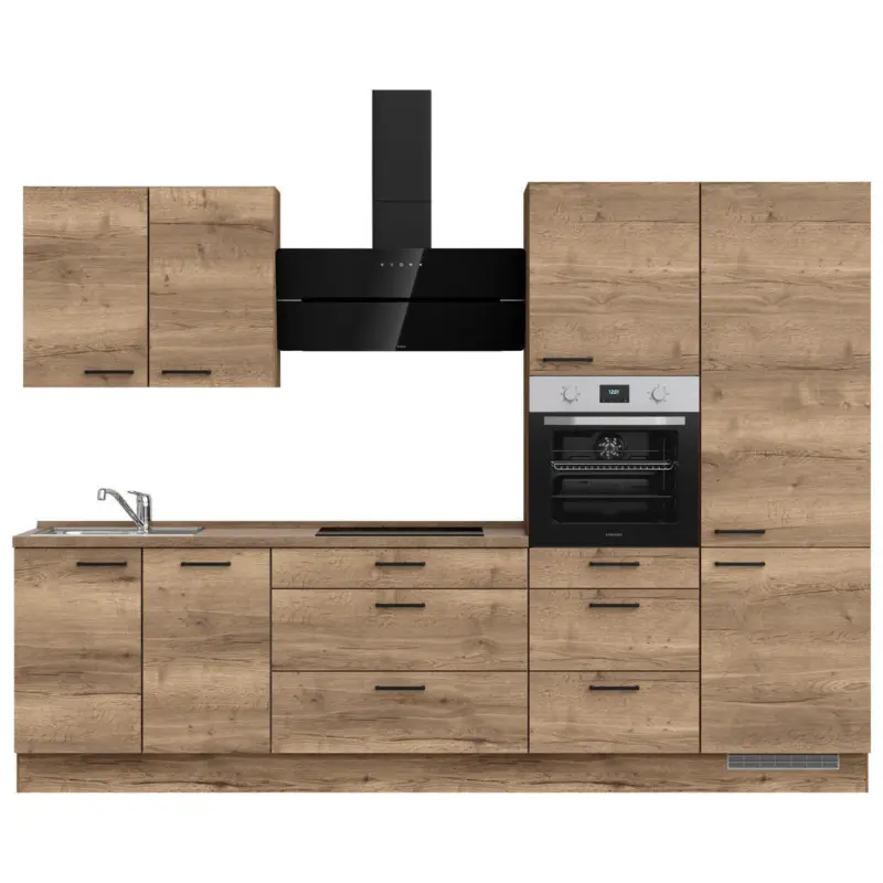 K&uuml;chenleerblock 300 cm in Eiche dunkel