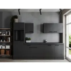 K&uuml;chenleerblock 280 cm in Dunkelgrau