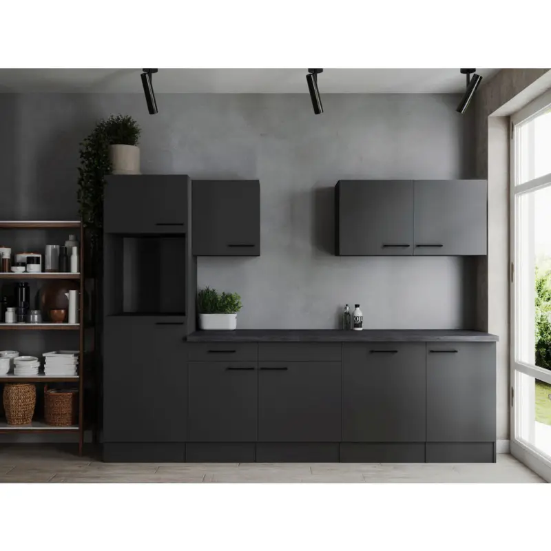 K&uuml;chenleerblock 280 cm in Dunkelgrau