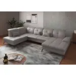 XXXLutz Lauterach - Ihr M&ouml;belhaus bei Bregenz Wohnlandschaft in Vliesstoff Kombination Echtleder/Stoff Hellgrau