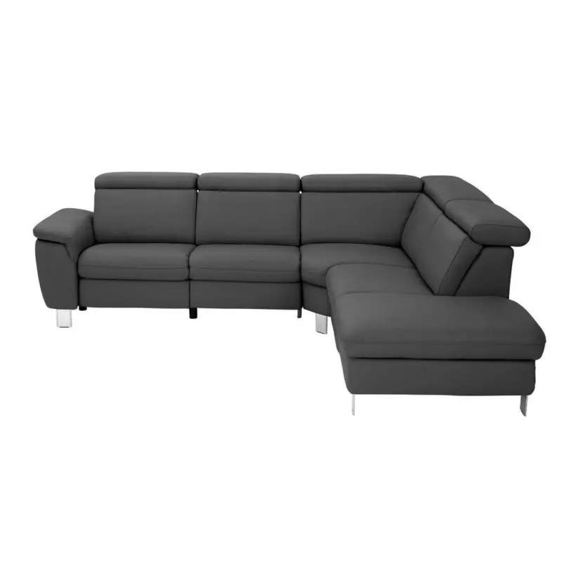 Ecksofa in Echtleder Anthrazit 271/239 cm