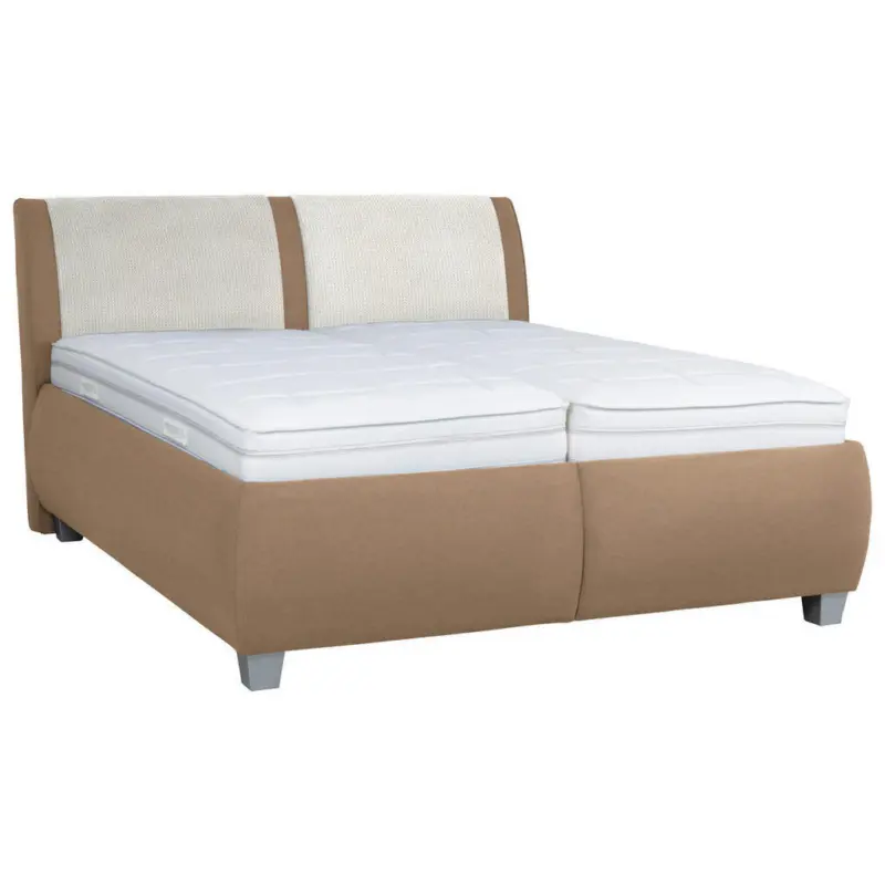 Polsterbett Matratze, Lattenrost, Bettkasten Hellbraun 200/200 cm