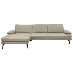 Ecksofa Beldomo Premium in Echtleder Ecru 180/310 cm