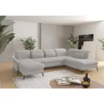 XXXLutz Lauterach - Ihr M&ouml;belhaus bei Bregenz Wohnlandschaft in Flachgewebe Silberfarben