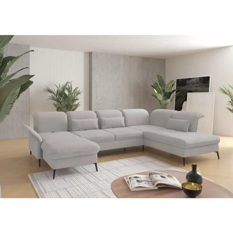 Wohnlandschaft in Flachgewebe Silberfarben