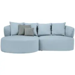 Ecksofa in Flachgewebe Blau 166/235 cm