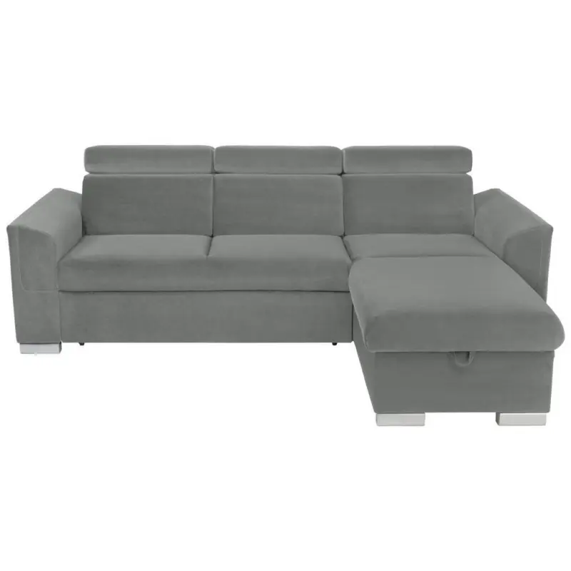 Ecksofa in Velours Grau 243/186 cm