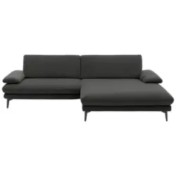 Ecksofa in Velours Dunkelgrau 284/184 cm