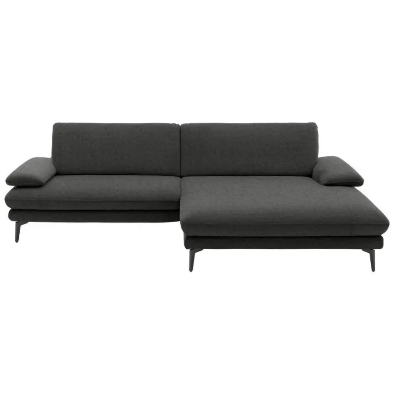 Ecksofa in Velours Dunkelgrau 284/184 cm