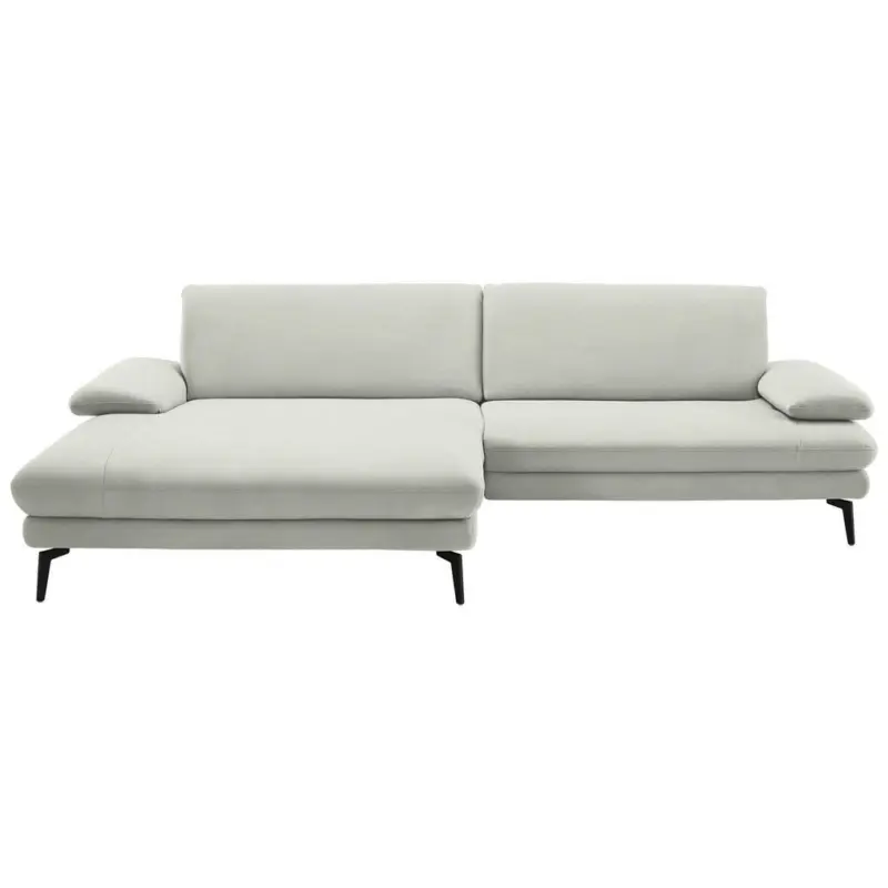 Ecksofa in Chenille, Flachgewebe Wei&szlig; 180/284 cm