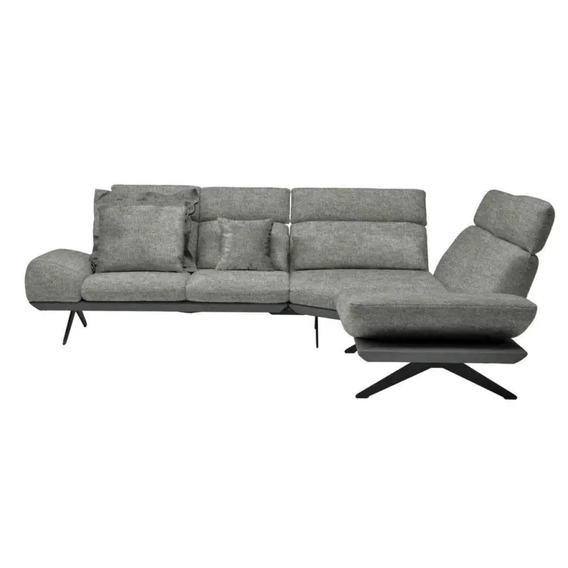 Ecksofa in Chenille, Flachgewebe Grau 270/239 cm
