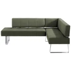 Eckbank 227/165 cm in Gr&uuml;n, Edelstahlfarben