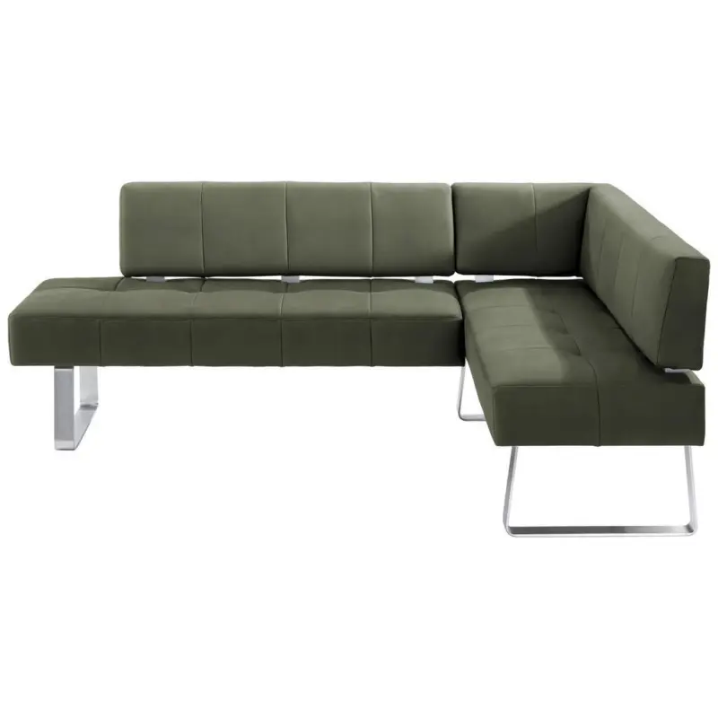 Eckbank 227/165 cm in Gr&uuml;n, Edelstahlfarben