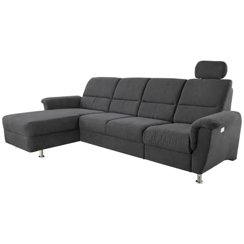 Ecksofa in Mikrofaser Schwarz 165/292 cm