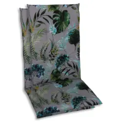 Sesselauflagenset in Anthrazit, Gr&uuml;n Bl&auml;tter