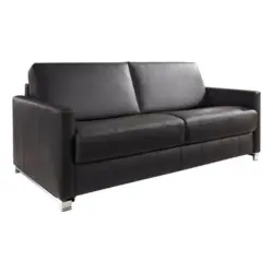 Schlafsofa Messina in Echtleder Schwarz