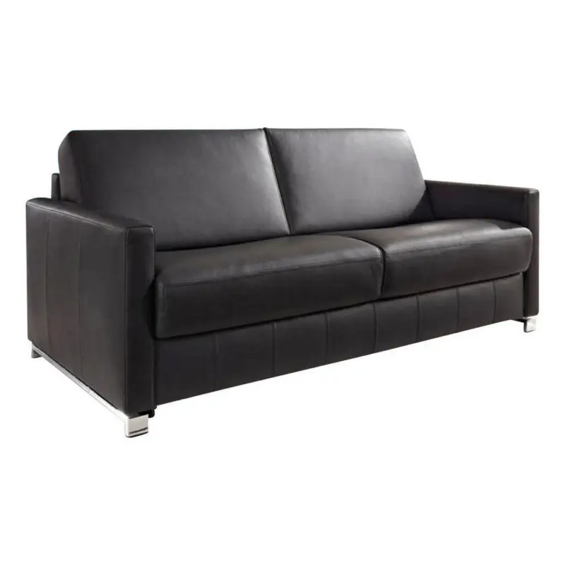 Schlafsofa Messina in Echtleder Schwarz