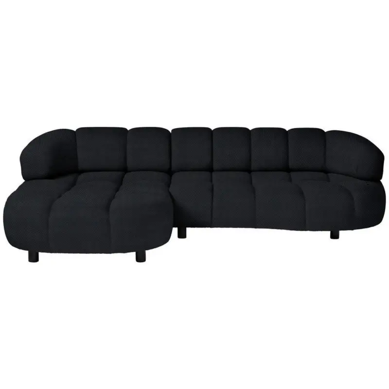 Ecksofa in Webstoff Schwarz 183/284 cm