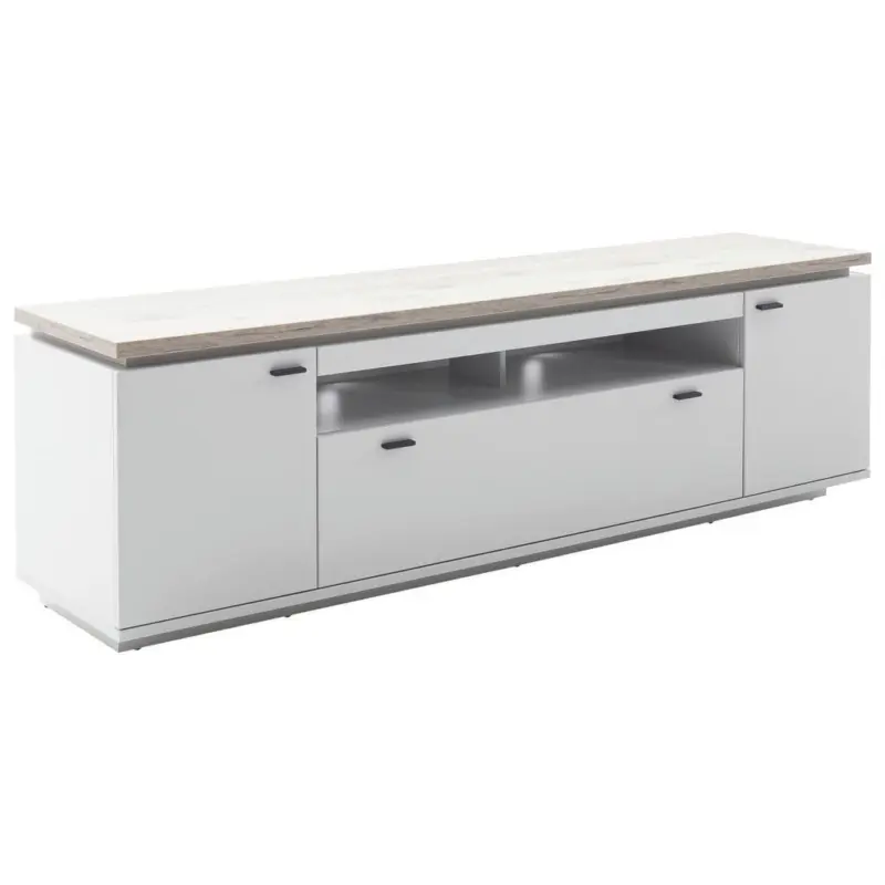 Lowboard Grau, Eichefarben