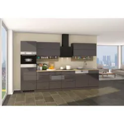 K&uuml;chenleerblock 330 cm in Grau, Sonoma Eiche, Grau Hochglanz