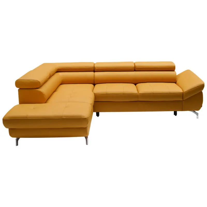 Ecksofa in Echtleder Currygelb 220/270 cm