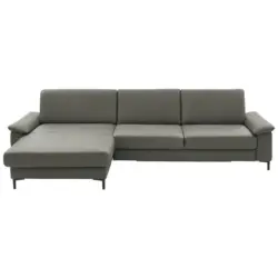Ecksofa in Echtleder Grau 176/334 cm
