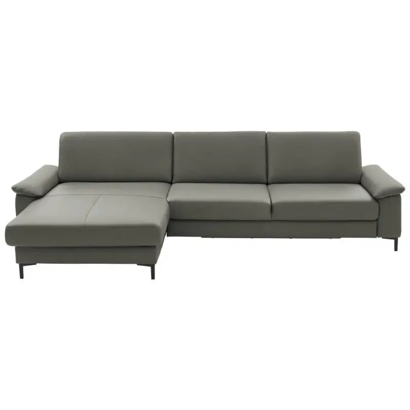 Ecksofa in Echtleder Grau 176/334 cm