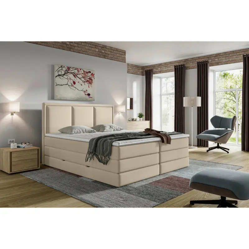 Boxspringbett 180/200 cm in Beige