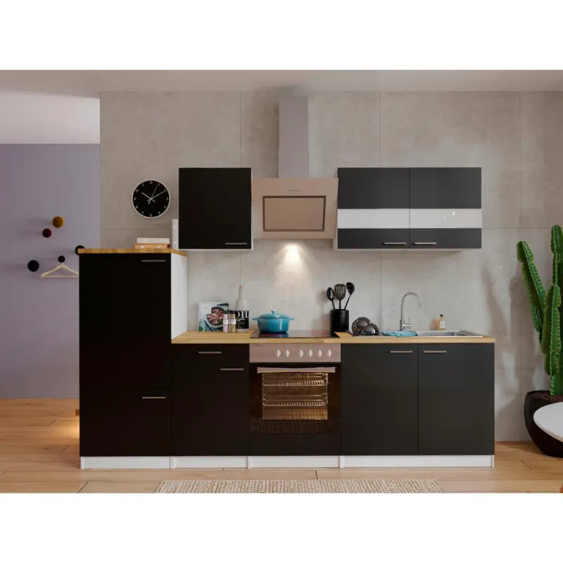 K&uuml;chenblock 270 cm in Schwarz