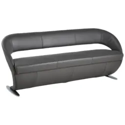Sitzbank in Leder Edelstahlfarben, Dunkelgrau