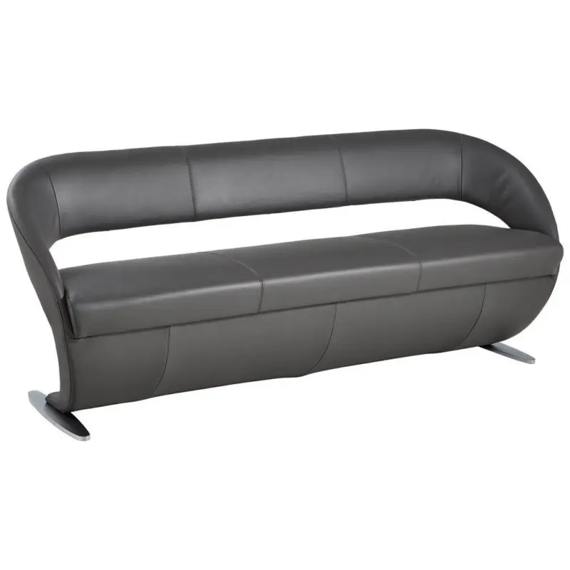 Sitzbank in Leder Edelstahlfarben, Dunkelgrau