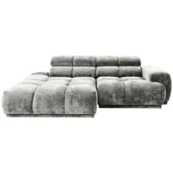 Ecksofa in Flachgewebe Grau 150/239 cm