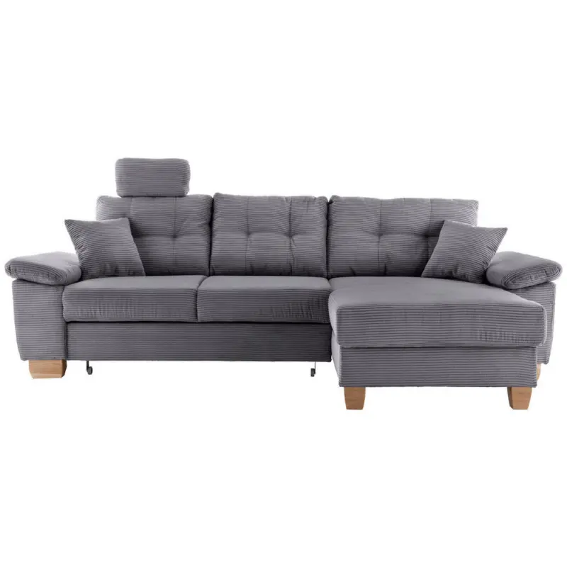 Ecksofa in Cord Grau