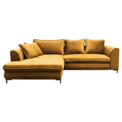 Ecksofa in Velours Gelb 187/277 cm