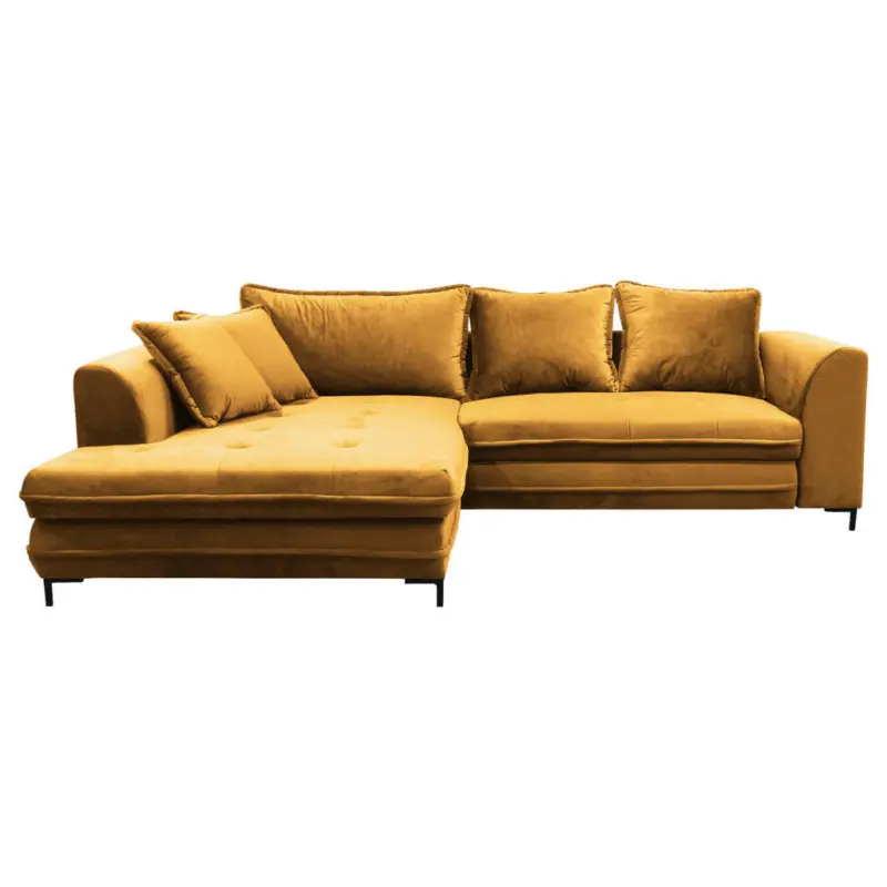 Ecksofa in Velours Gelb 187/277 cm