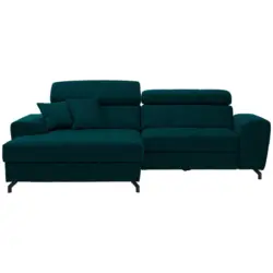 Ecksofa in Velours Petrol 181/267 cm