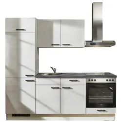 K&uuml;chenblock 220 cm in Graphitfarben, Wei&szlig;