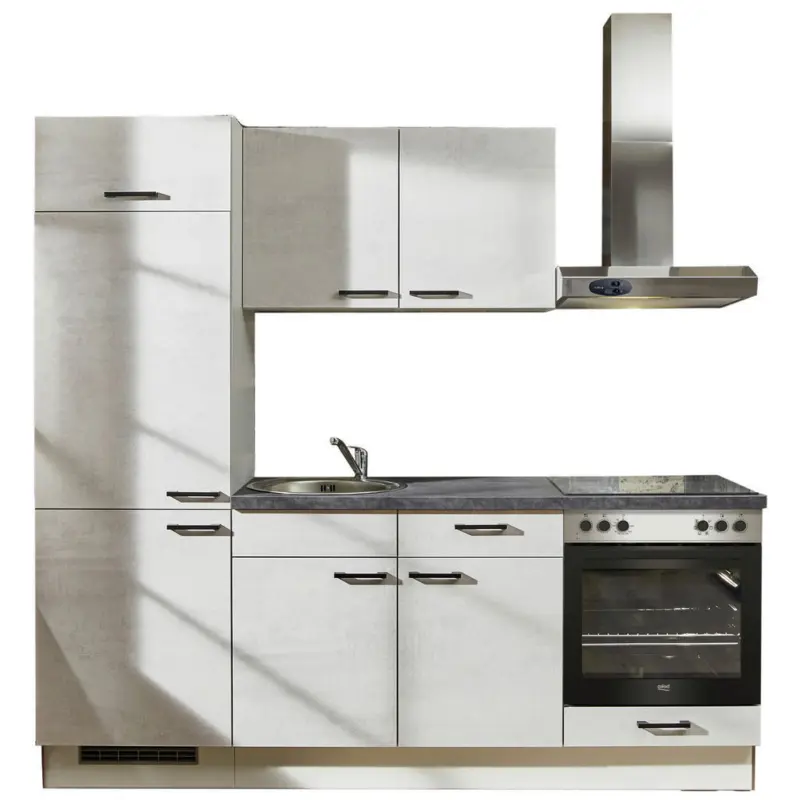 K&uuml;chenblock 220 cm in Graphitfarben, Wei&szlig;