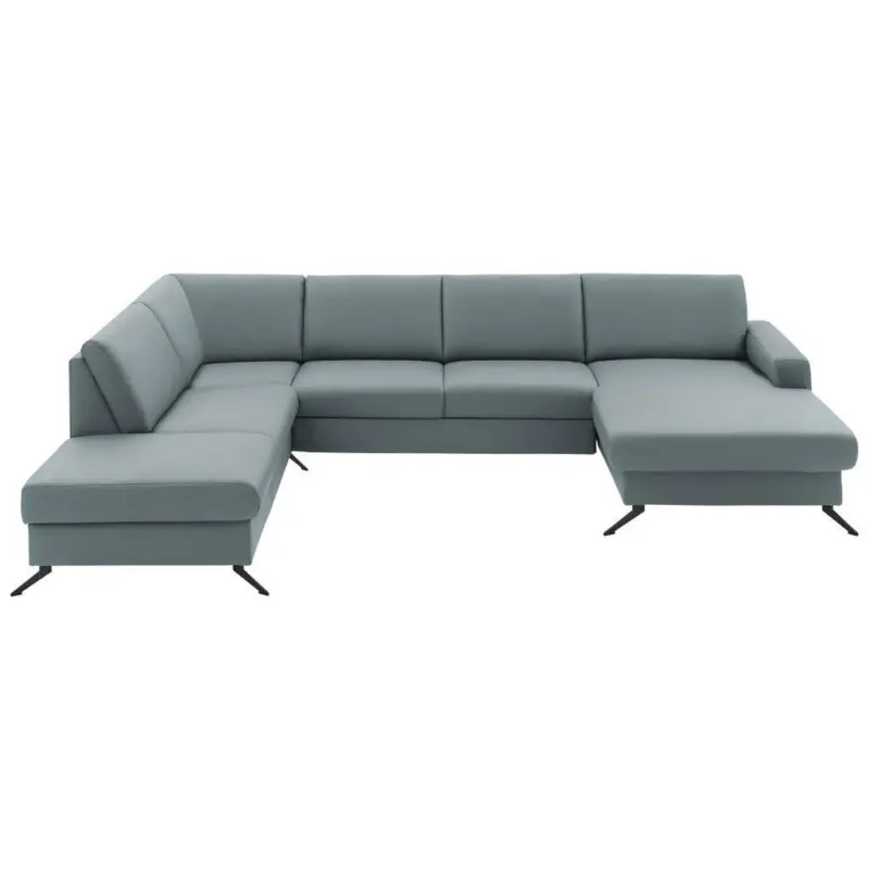 Wohnlandschaft in Echtleder Blaugrau