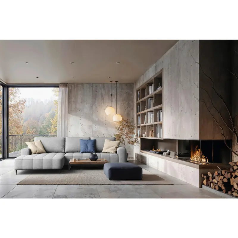 Eckschlafsofa Florence in Velours Grau