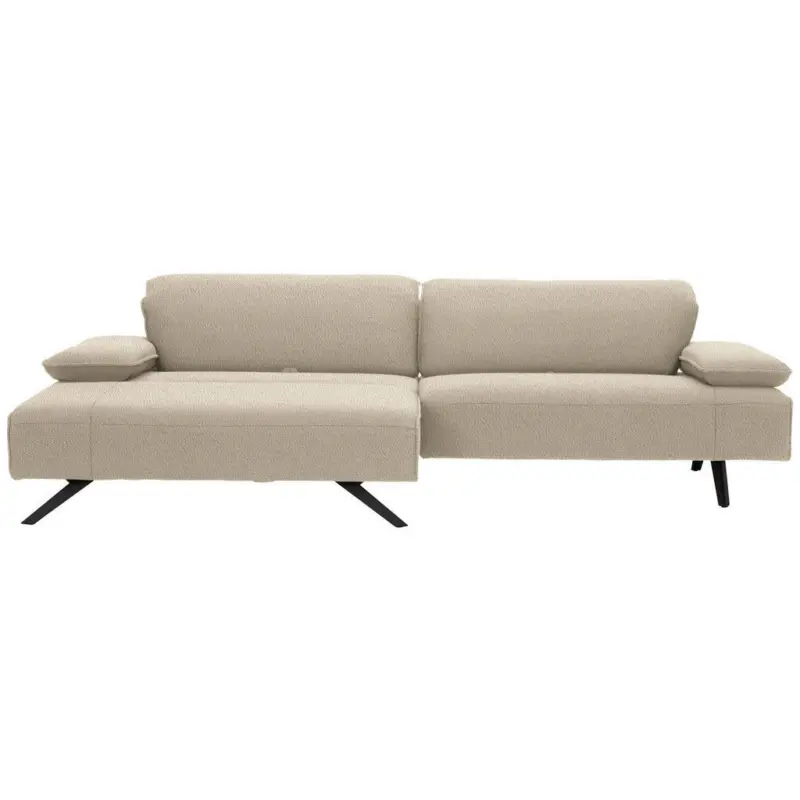 Ecksofa in Flachgewebe Beige 166/280 cm