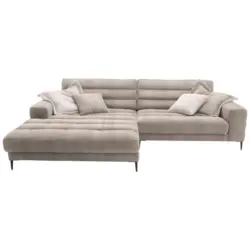 Ecksofa in Flachgewebe Taupe 207/296 cm