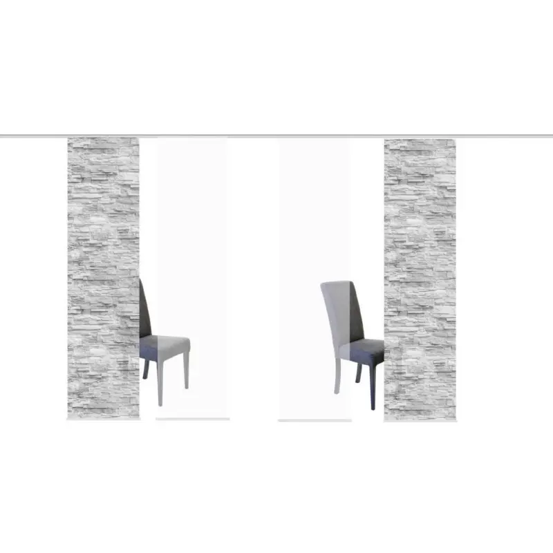 Fl&auml;chenvorhang 4ER SET in Anthrazit, Wei&szlig; halbtransparent