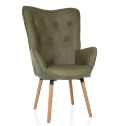 Ohrensessel in Velours Gr&uuml;n