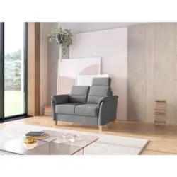 2-Sitzer-Sofa Palmera V in Flachgewebe Grau