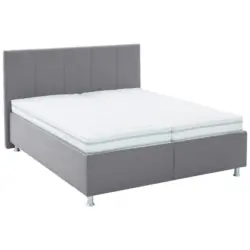 Polsterbett Matratze, gepolstertes Kopfteil, Lattenrost, Bettkasten Grau 160/200 cm