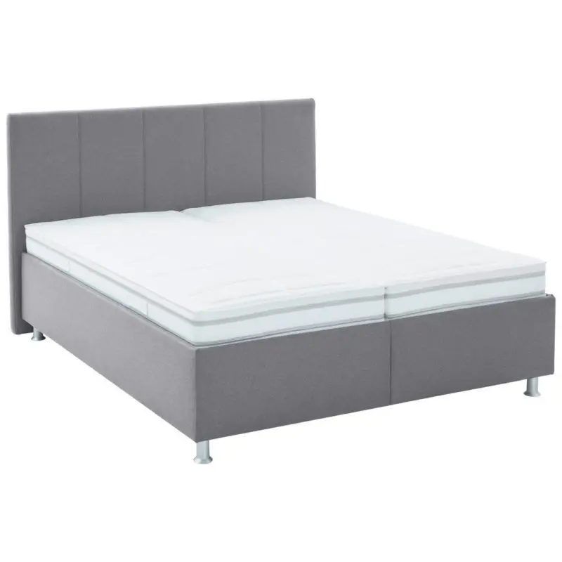 Polsterbett Matratze, gepolstertes Kopfteil, Lattenrost, Bettkasten Grau 160/200 cm